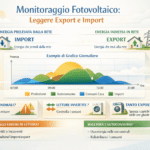 monitoraggio fotovoltaico con export import come interpretare i grafici