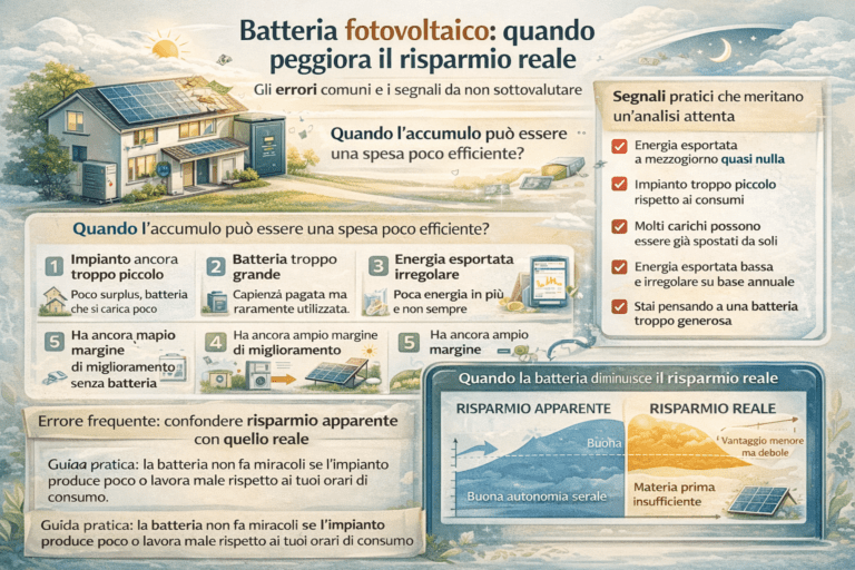 batteria fotovoltaico quando peggiora il risparmio reale