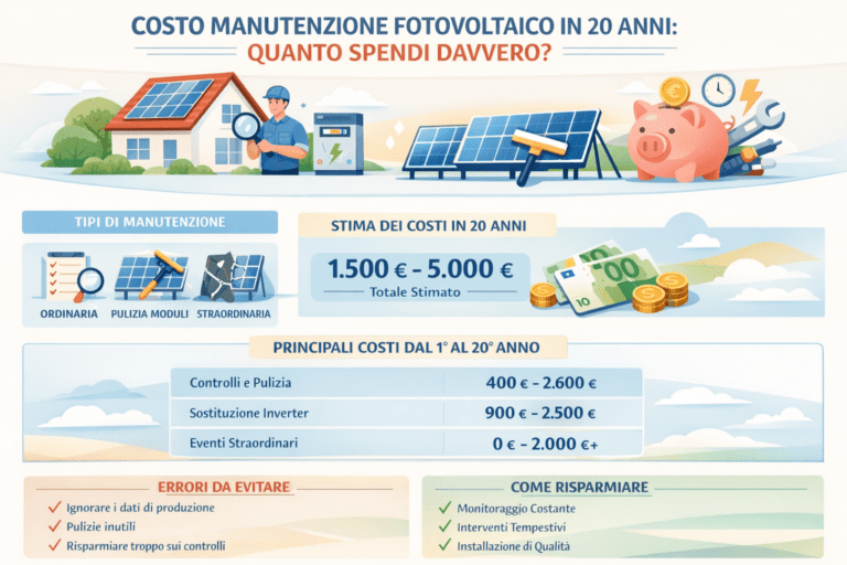 costo manutenzione fotovoltaico in 20 anni quanto spendi davvero