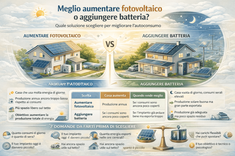 meglio aumentare fotovoltaico o aggiungere batteria guida pratica